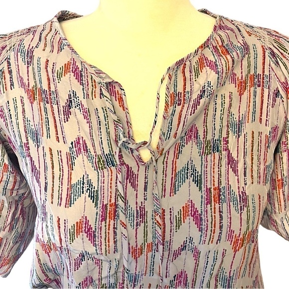 PARKER Silk Dress with Short Sleeves and Smocked Drop Waist - Picture 4 of 16